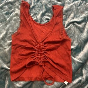 Brown sinch crop top